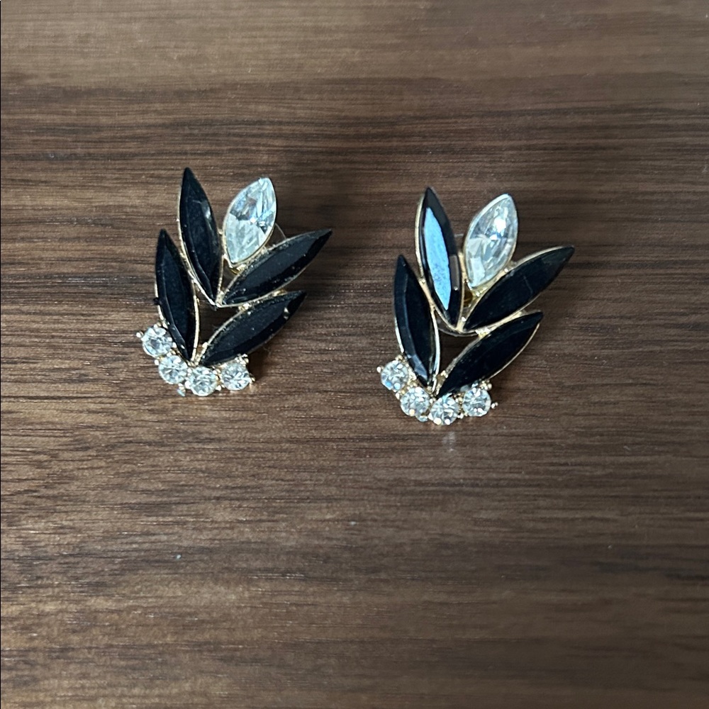 Elegant Black and Gold Leaf Earrings